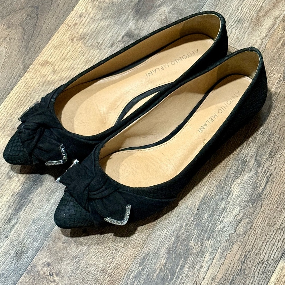 ANTONIO MELANI Black Bow Detail Flats